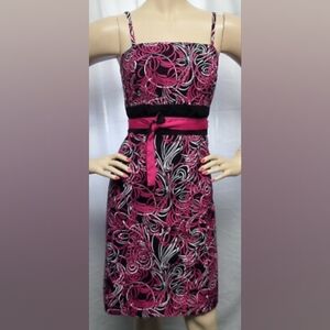 LOFT Strapless Dress with Pink and Black Swirl